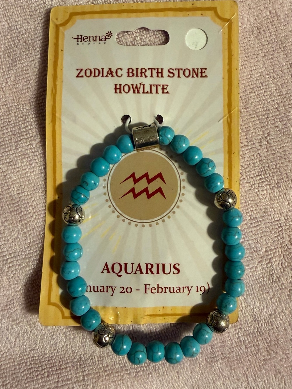Henna Howlite Aquarius Beaded Bracelet in Aqua Blue